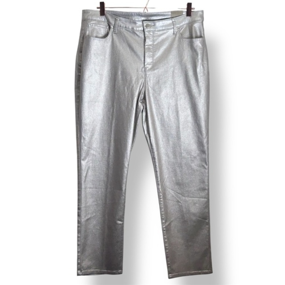 NWT Chico’s Champagne Coated Metallic Girlfriend Slim Ankle Pant Size 2.5 (14)